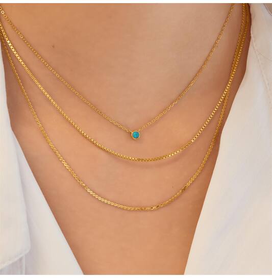  Ripple Joy - Zilver / 14kt GP - Turkoois - 45cm